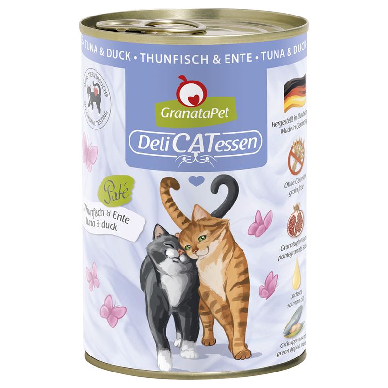 GranataPet DeliCatessen 6 x 400 g Alimento umido per gatti Selvaggina & Tonno