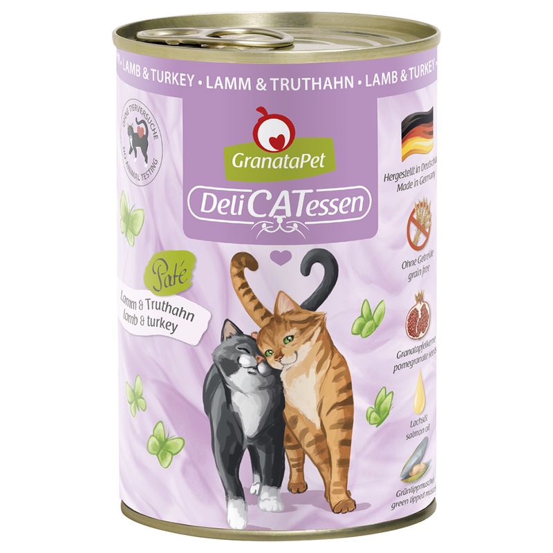 GranataPet DeliCatessen 6 x 400 g Alimento umido per gatti Selvaggina & Tonno