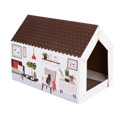 Casetta per gatti XL Home con Graffiatoio - Inverno  L 58 x P 36 x H 41 cm
