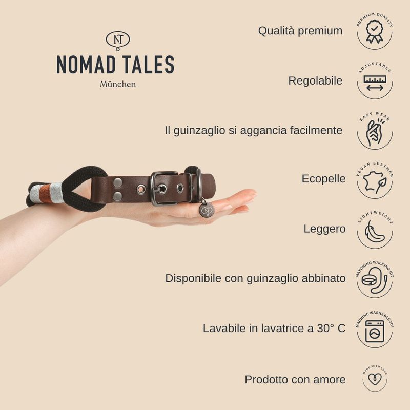 Collare Nomad Tales Spirit, pino Tg. XS: circonferenza 30 - 36 cm x H 30 mm
