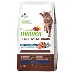 Natural Trainer Sensitive No Grain con Trota Crocchette per gatti 1,5 kg