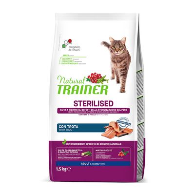 Natural Trainer Sterilised con Trota Crocchette per gatto
