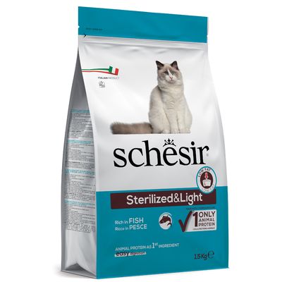 Schesir Sterilized & Light con Pesce Crocchette per gatto 1.5 kg