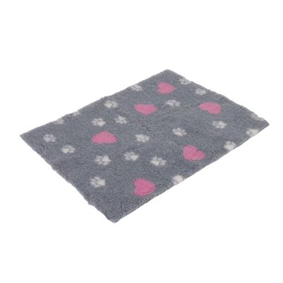 Coperta Vetbed® Isobed SL grigia con cuori e zampine per cani e gatti S: L 75 x P 50 cm