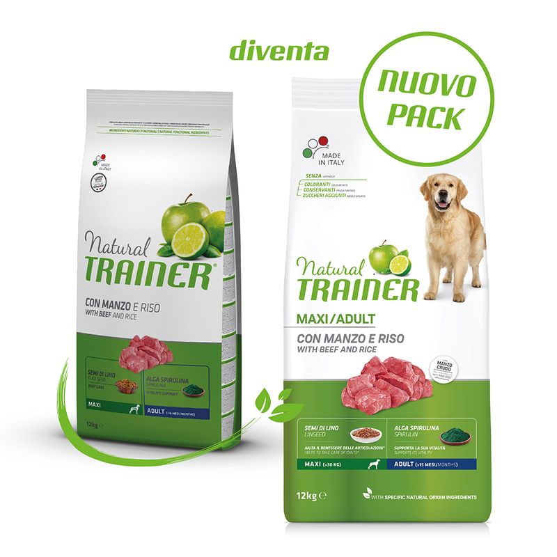 Natural Trainer Maxi Adult con Manzo & Riso  12 kg