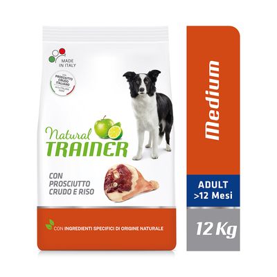 Natural Trainer Medium Adult con Prosciutto Crudo & Riso 12 kg