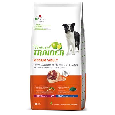 Natural Trainer Medium Adult con Prosciutto Crudo & Riso 12 kg
